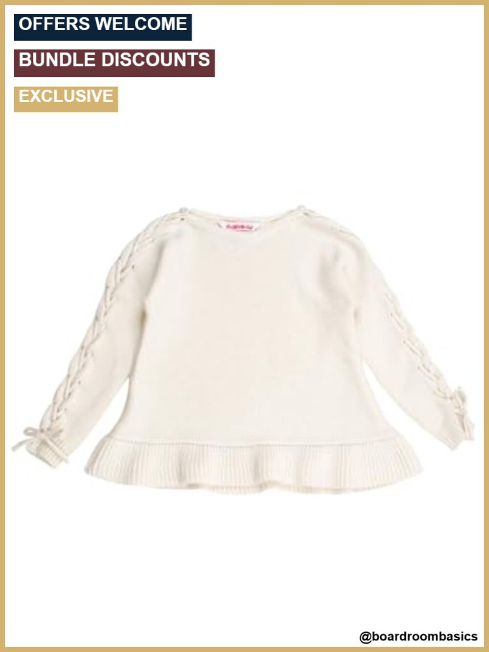 Girls Ruffle Hem Lace Up Sweater Long Sleeve Scoop Neck Pullover